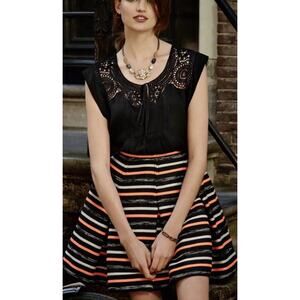 Anthropologie HD in Paris Multicolor Striped Pleated Full Skirt Size 2